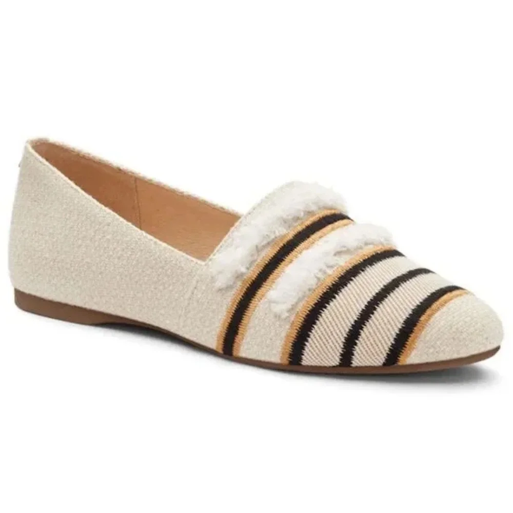 Birdies The‎ Starling Cream & Black Stripe Loafers Women's Size 7